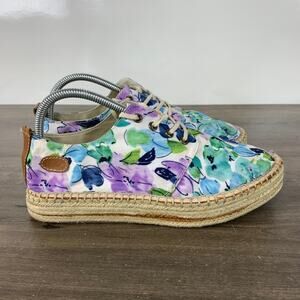 Coconuts Womens Espadrille Canvas Sneaker Size 9 M Floral Lace Up Comfort